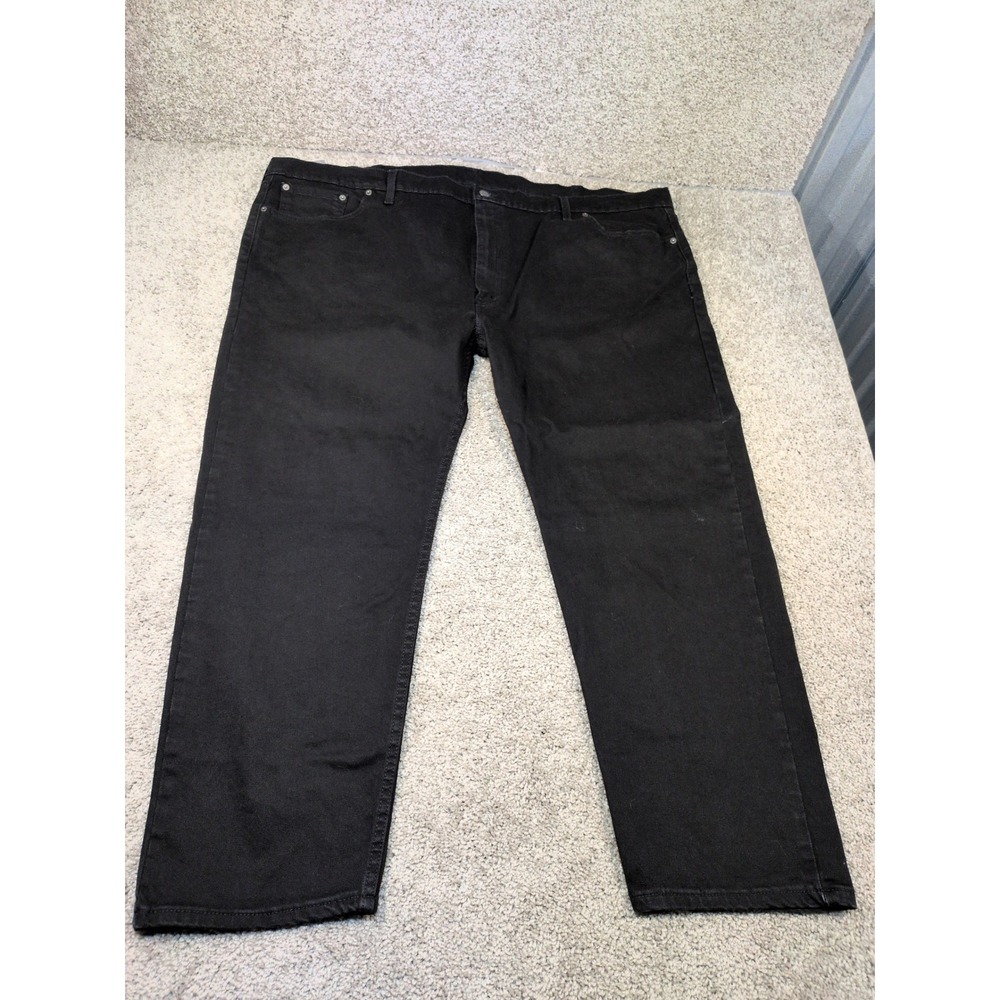Levis 502 Taper Fit Men Black Denim Jeans 52x30‎ Big and Tall 59684-0000